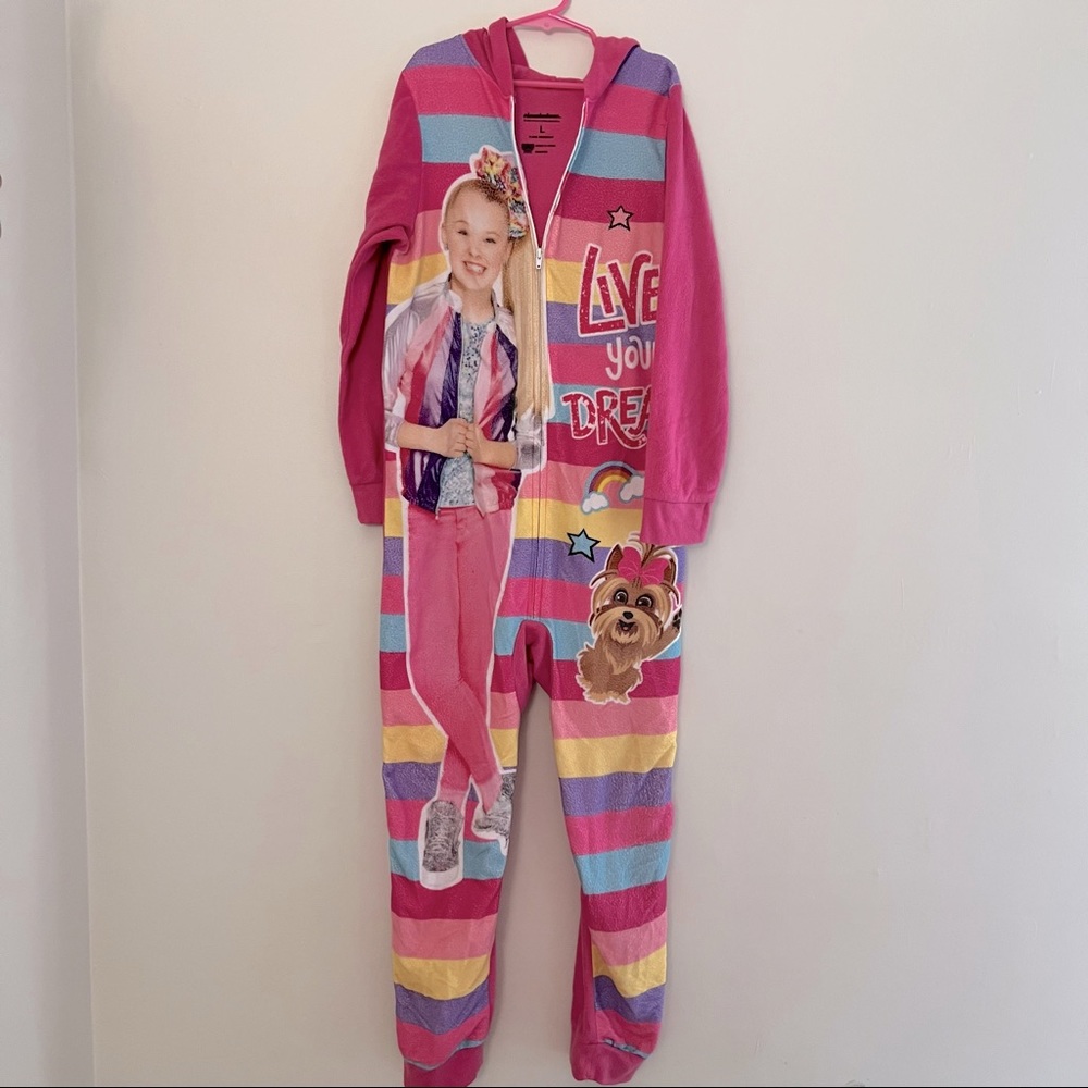 JoJo Siwa Girls'  Zippered Sleeper Jumpsuit- size L